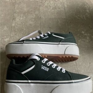 Vans Green and White Sneakers with Classic Style